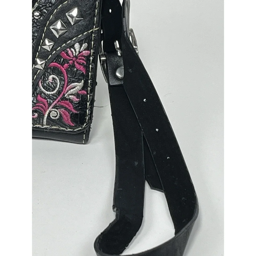 Day Of The‎ Dead Sugar Skull Flower Black Trifold Wristlet Wallet Dia de Muertos